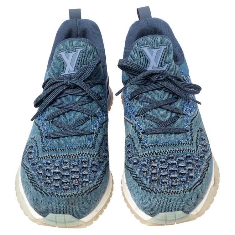 Pre Owned Louis Vuitton Blue Knit Fabric VNR Sneakers Size 40.5