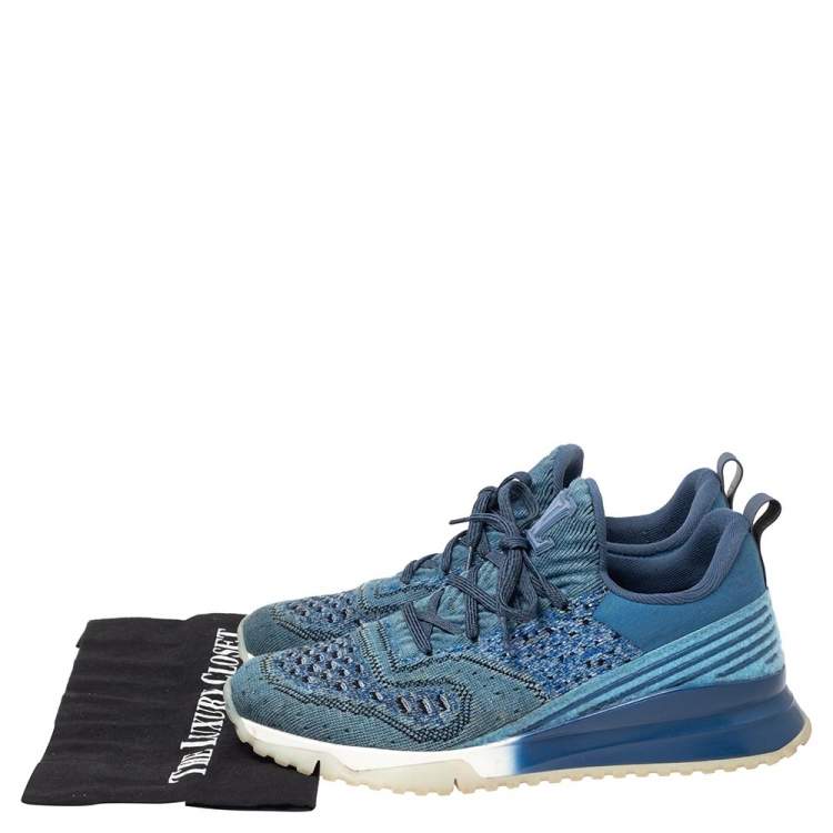 Pre Owned Louis Vuitton Blue Knit Fabric VNR Sneakers Size 40.5