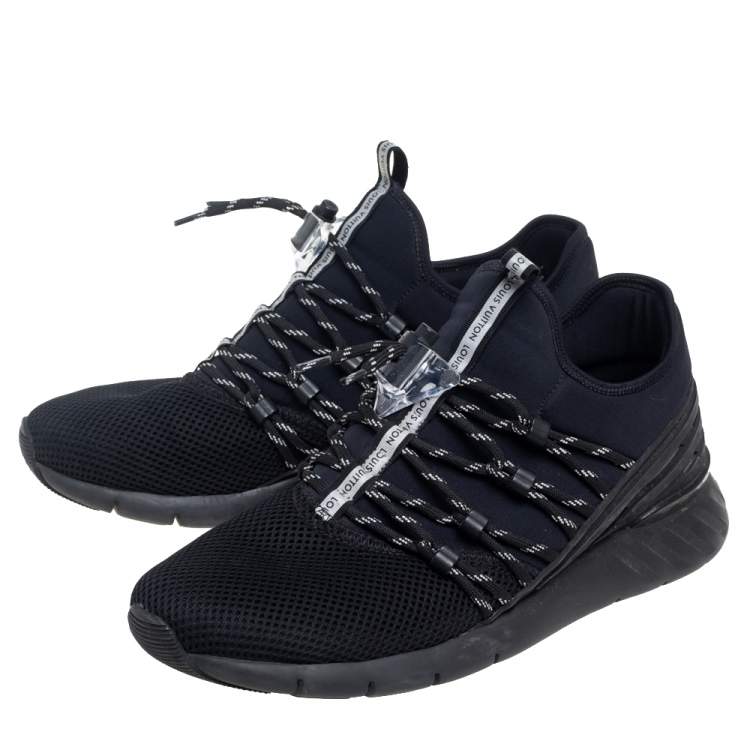 Pre Owned Louis Vuitton Black Fabric And Mesh Fastlane Sneakers Size 41