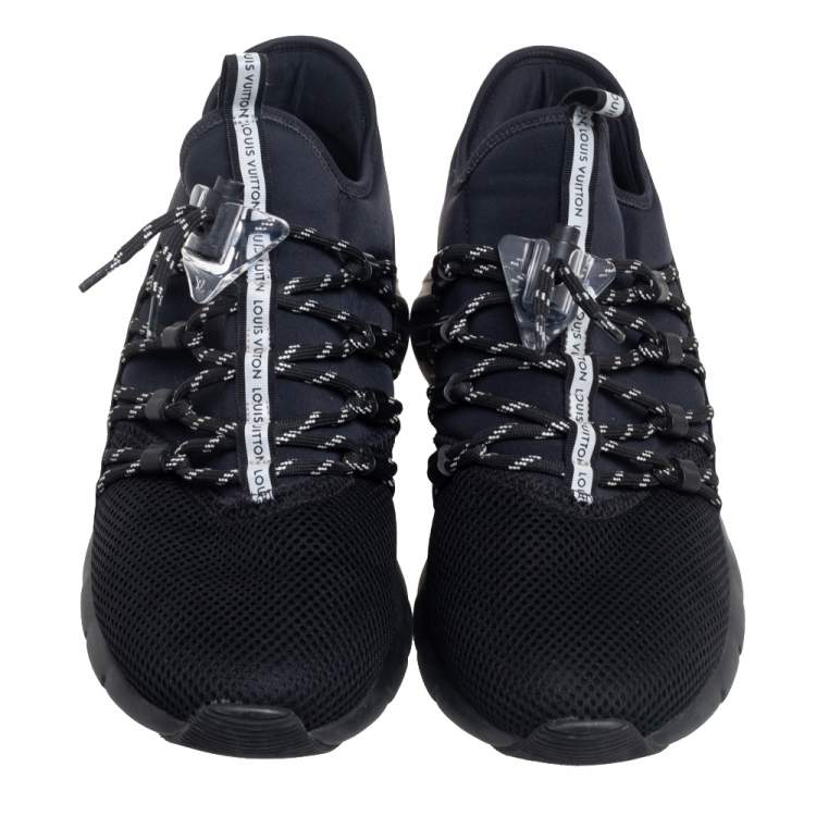 Pre Owned Louis Vuitton Black Fabric And Mesh Fastlane Sneakers Size 41