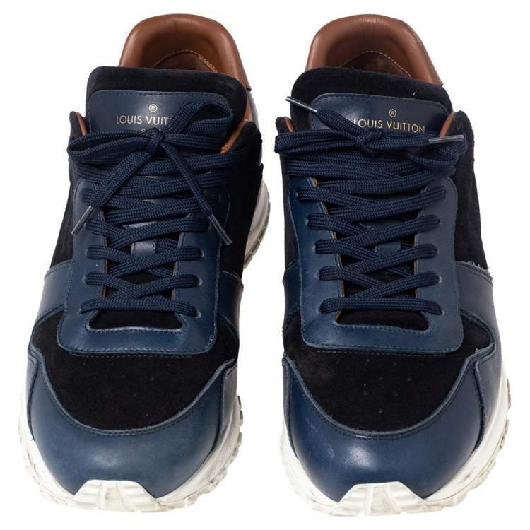 Pre Owned Louis Vuitton Blue Suede and Leather Run Away Sneakers Size 41