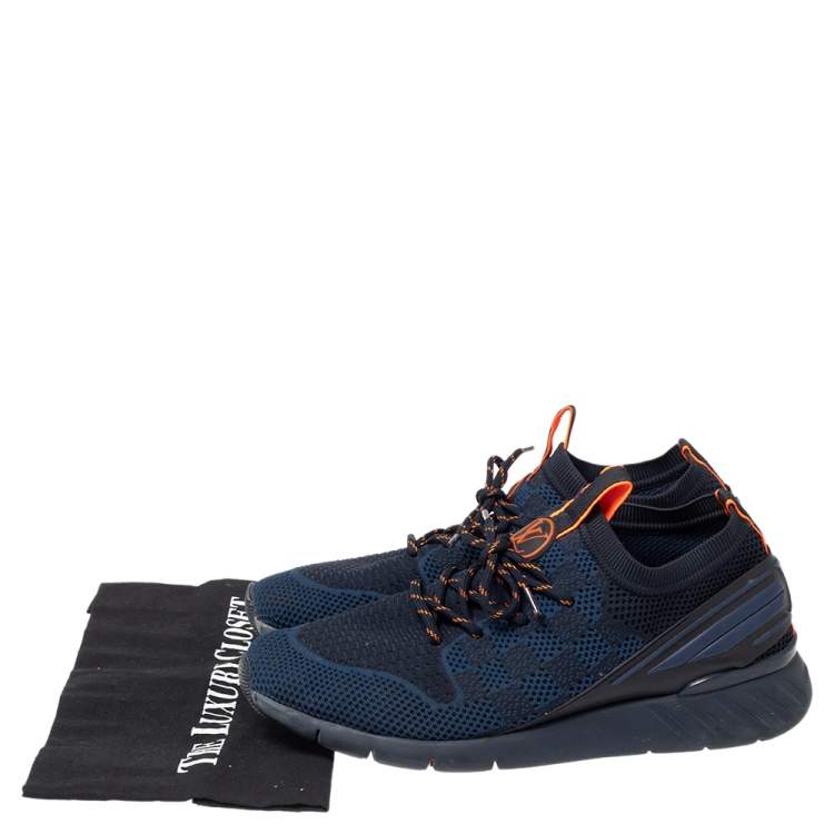 Pre Owned Louis Vuitton Blue Knit Fabric Fastlane Sneakers Size 41