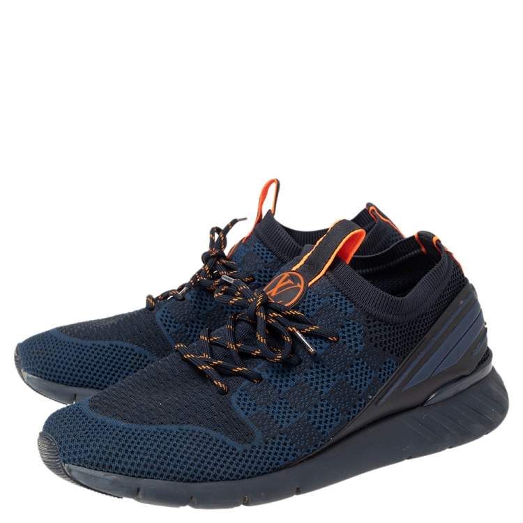 Pre Owned Louis Vuitton Blue Knit Fabric Fastlane Sneakers Size 41