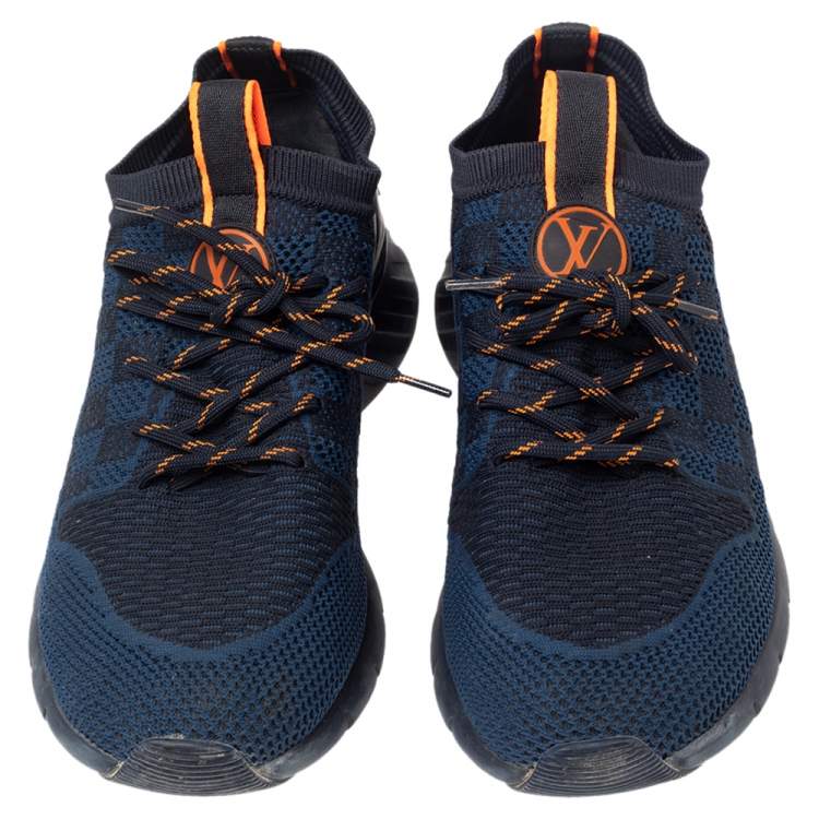 Pre Owned Louis Vuitton Blue Knit Fabric Fastlane Sneakers Size 41