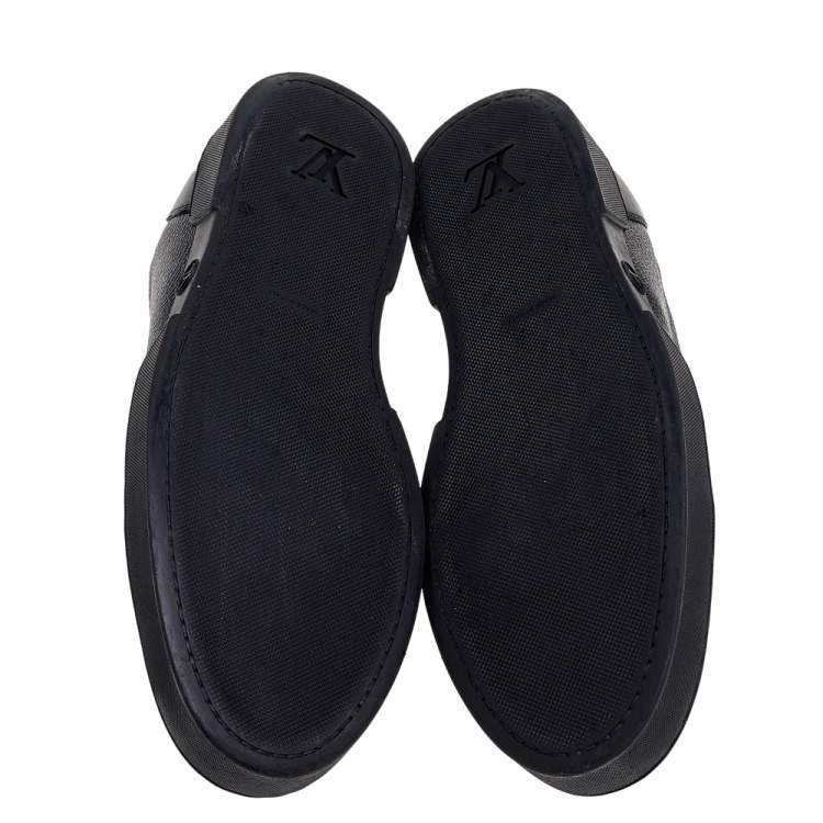 Pre Owned Louis Vuitton Black Monogram Canvas And Leather Low Top Sneakers Size 42.5