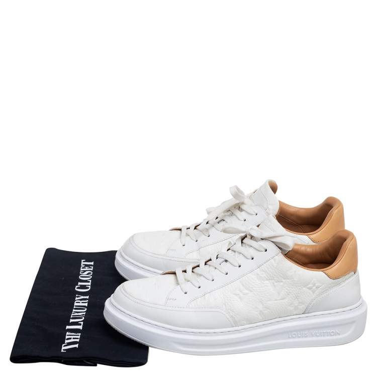 Pre Owned Louis Vuitton White/Brown Leather Beverly Hills Sneakers Size 41
