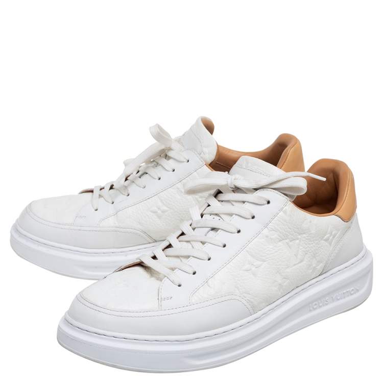 Pre Owned Louis Vuitton White/Brown Leather Beverly Hills Sneakers Size 41