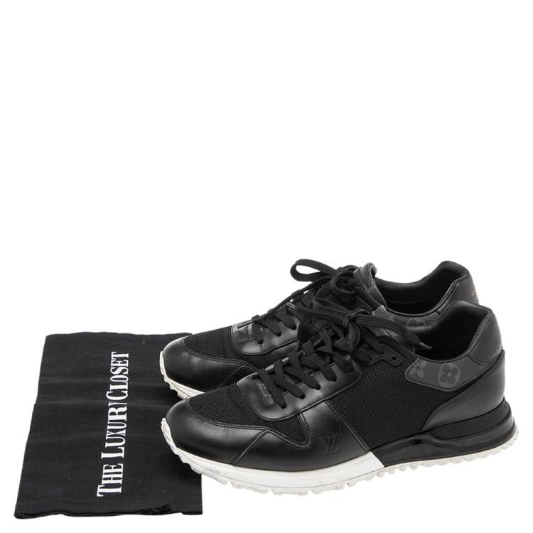 Pre Owned Louis Vuitton Black Monogram Canvas and Mesh Run Away Lace Up Sneakers Size 41