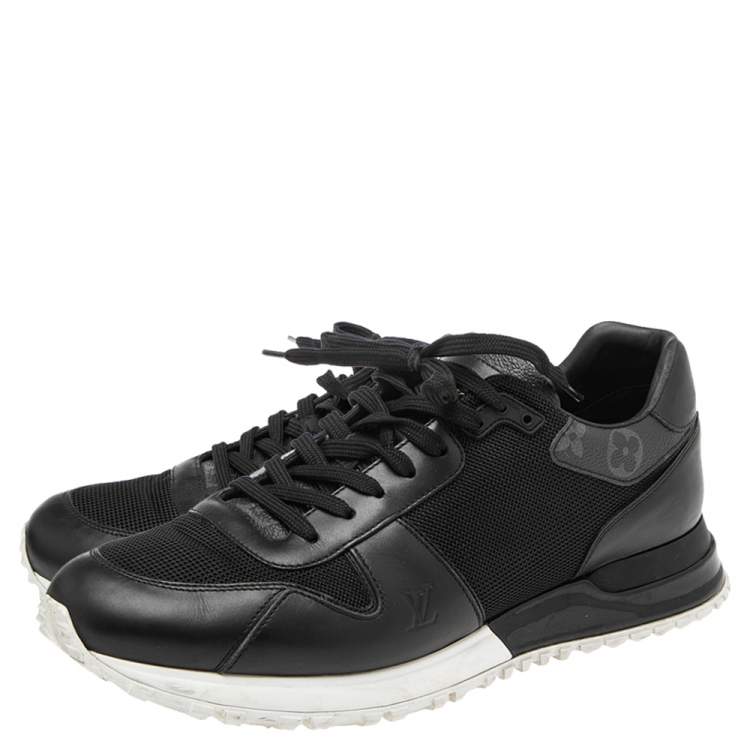 Pre Owned Louis Vuitton Black Monogram Canvas and Mesh Run Away Lace Up Sneakers Size 41