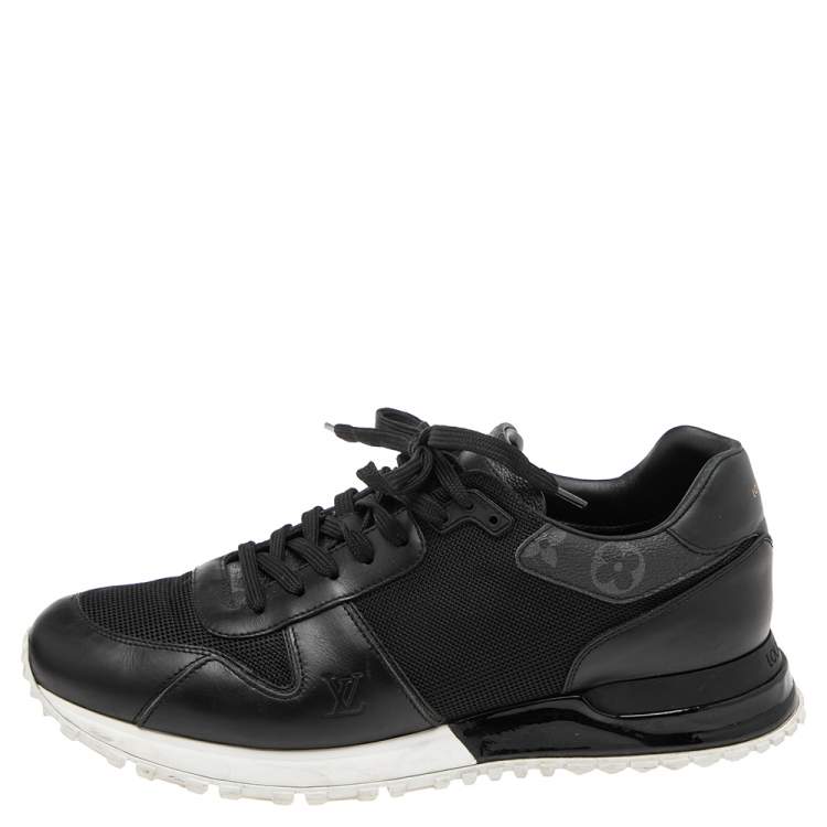 Pre Owned Louis Vuitton Black Monogram Canvas and Mesh Run Away Lace Up Sneakers Size 41