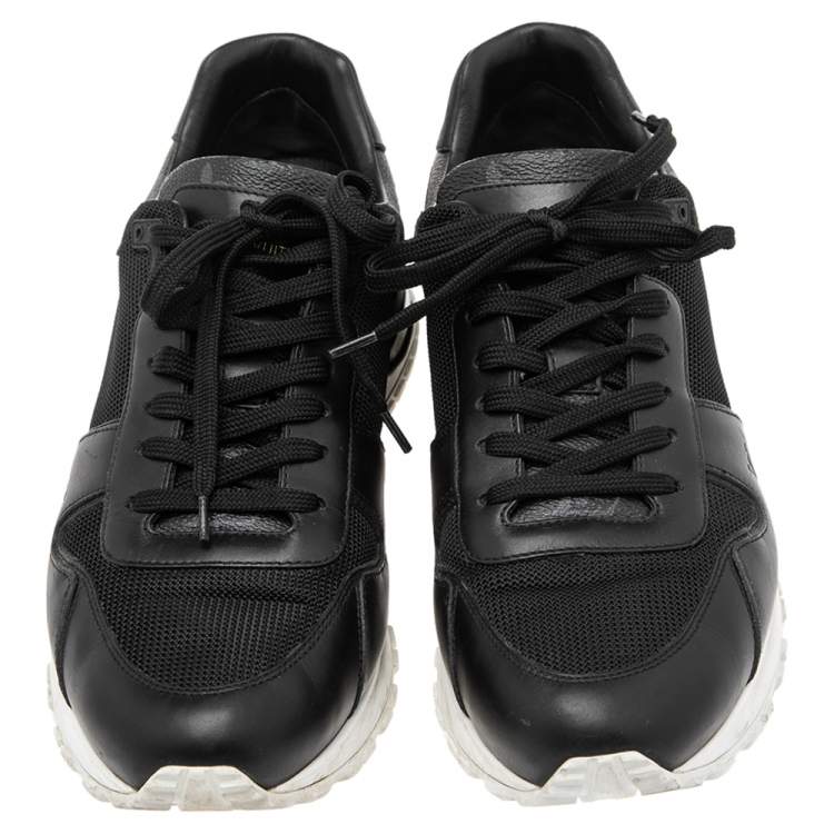 Pre Owned Louis Vuitton Black Monogram Canvas and Mesh Run Away Lace Up Sneakers Size 41