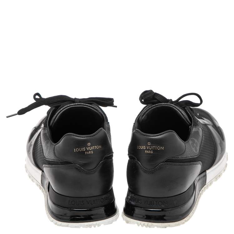 Pre Owned Louis Vuitton Black Monogram Canvas and Mesh Run Away Lace Up Sneakers Size 41