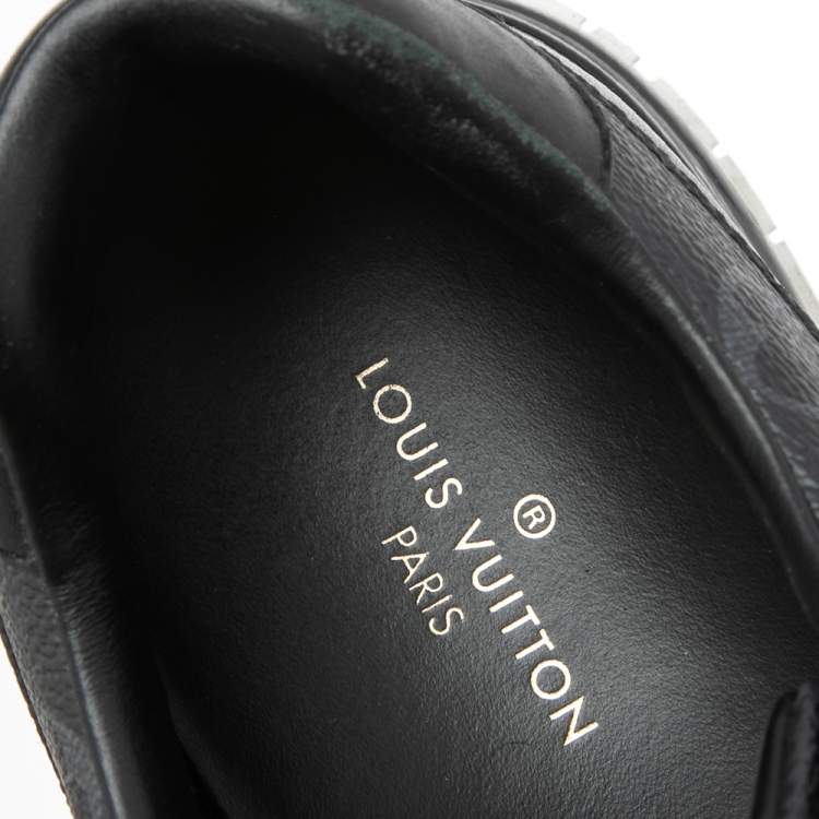 Pre Owned Louis Vuitton Black Monogram Canvas and Mesh Run Away Lace Up Sneakers Size 41