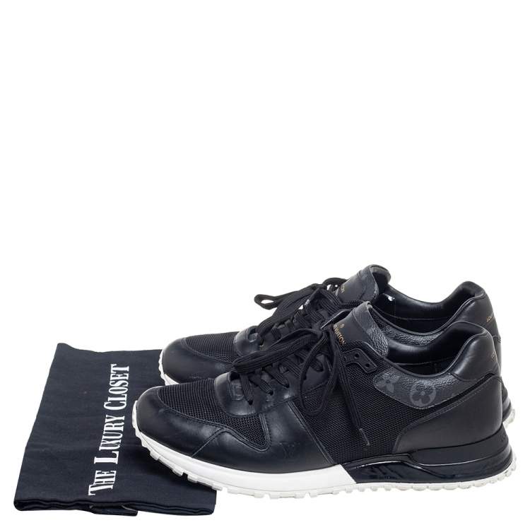 Pre Owned Louis Vuitton Black Monogram Canvas and Mesh Run Away Lace Up Sneakers Size 41