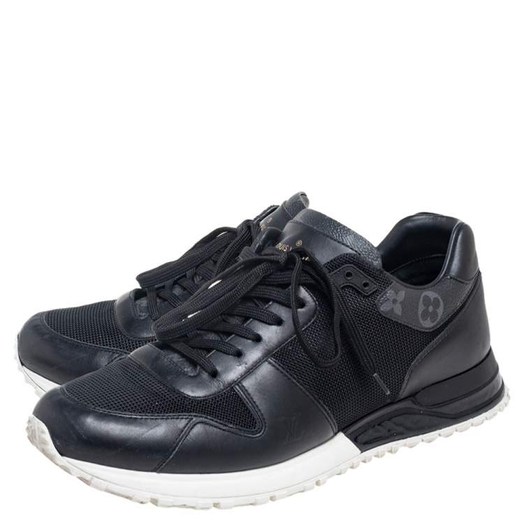 Pre Owned Louis Vuitton Black Monogram Canvas and Mesh Run Away Lace Up Sneakers Size 41