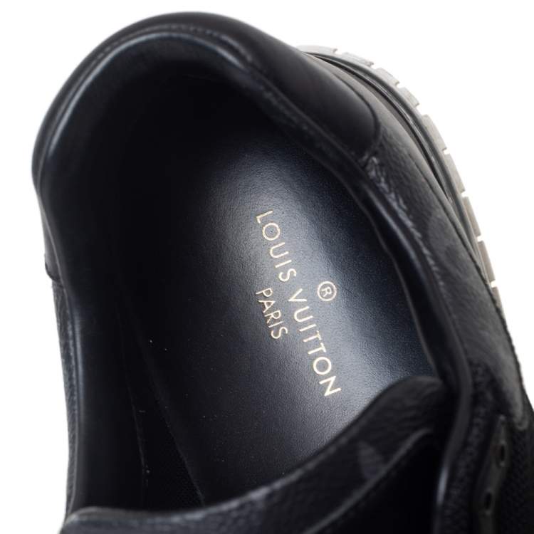 Pre Owned Louis Vuitton Black Monogram Canvas and Mesh Run Away Lace Up Sneakers Size 41