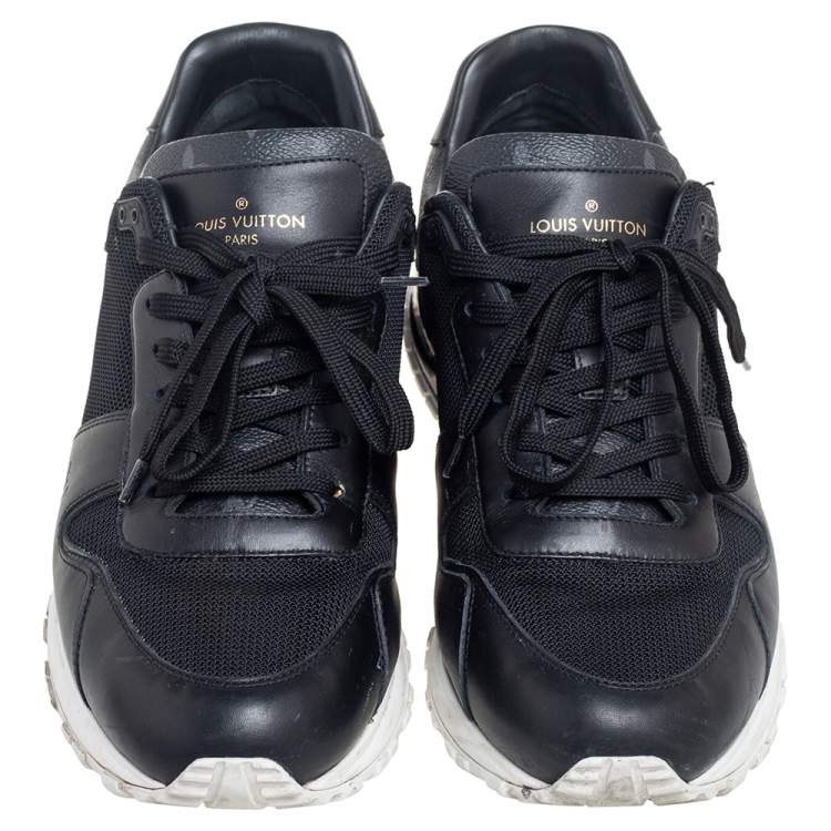 Pre Owned Louis Vuitton Black Monogram Canvas and Mesh Run Away Lace Up Sneakers Size 41