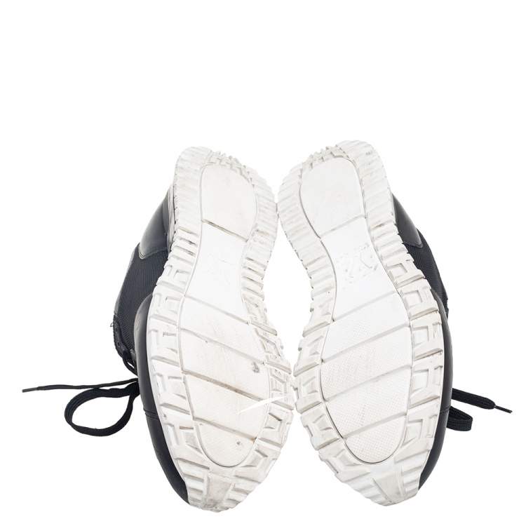 Pre Owned Louis Vuitton Black Monogram Canvas and Mesh Run Away Lace Up Sneakers Size 41