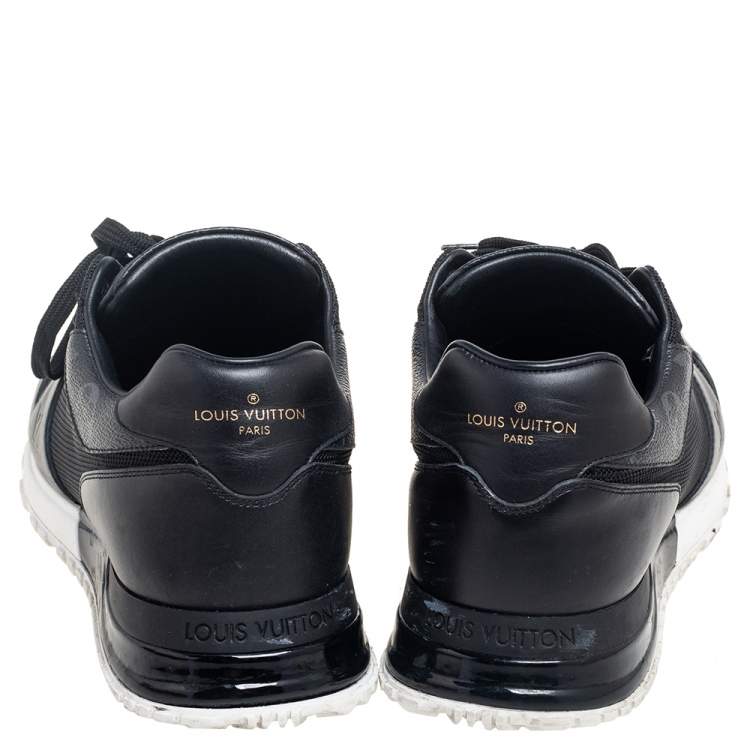 Pre Owned Louis Vuitton Black Monogram Canvas and Mesh Run Away Lace Up Sneakers Size 41