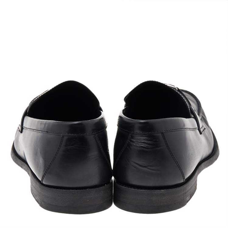 Pre Owned Louis Vuitton Black Leather Major Slip On Loafers Size 44