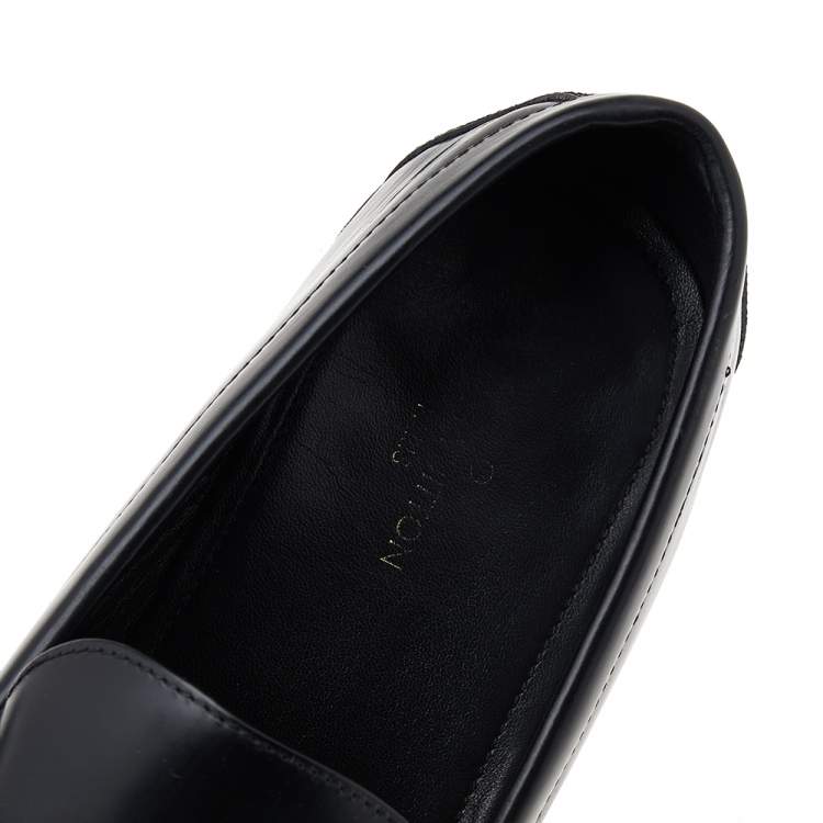 Pre Owned Louis Vuitton Black Leather Major Slip On Loafers Size 44
