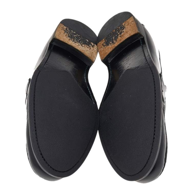 Pre Owned Louis Vuitton Black Leather Major Slip On Loafers Size 44