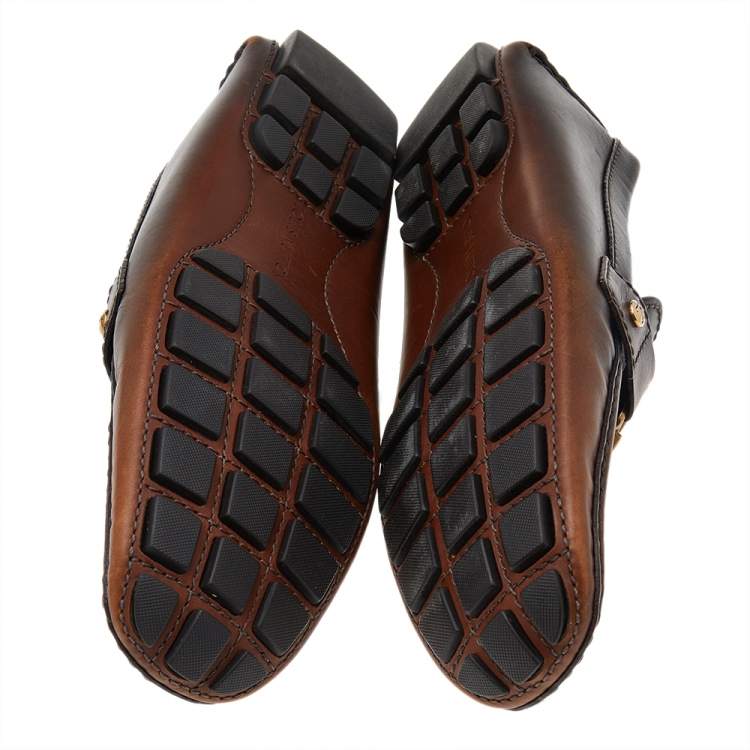 Pre Owned Louis Vuitton Brown Leather Monte Carlo Slip On Loafers Size 41