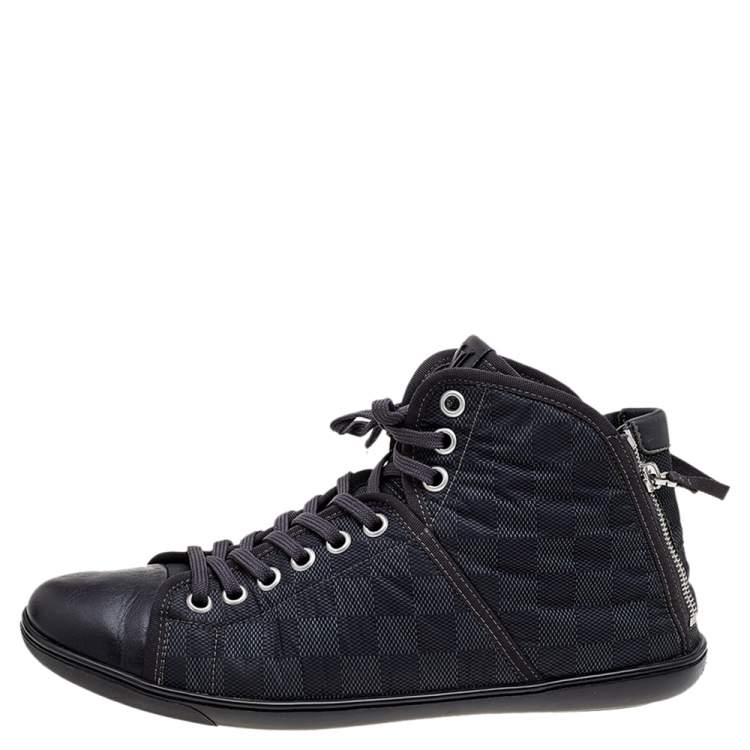 Louis Vuitton Black/Grey Damier Graphite Fabric And Leather Trim Zip Up  High Top Sneakers Size 44 Louis Vuitton
