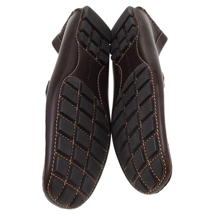 Pre Owned Louis Vuitton Dark Brown Leather Monte Carlo Loafers Size 42