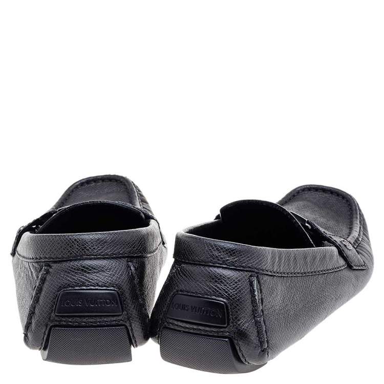 Pre Owned Louis Vuitton Black Taiga Leather Monte Carlo Slip on Loafer Size 41