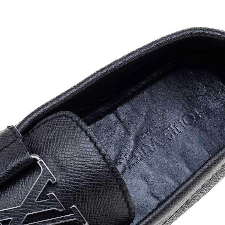 Pre Owned Louis Vuitton Black Taiga Leather Monte Carlo Slip on Loafer Size 41