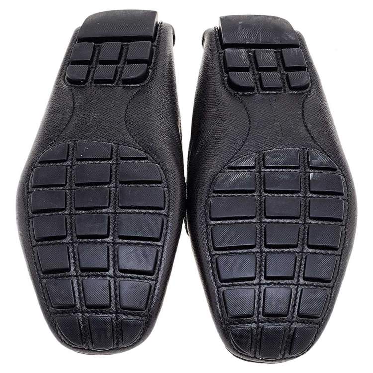 Pre Owned Louis Vuitton Black Taiga Leather Monte Carlo Slip on Loafer Size 41