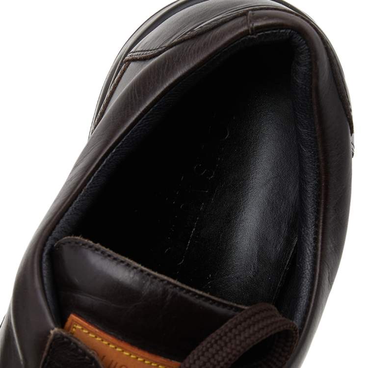 Pre Owned Louis Vuitton Dark Brown Leather Low Top Sneakers Size 44.5