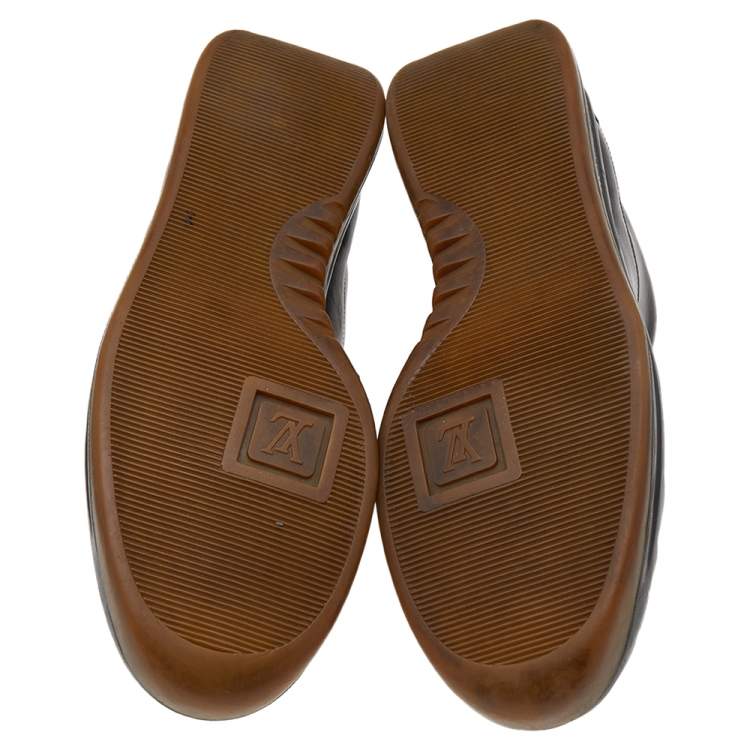 Pre Owned Louis Vuitton Dark Brown Leather Low Top Sneakers Size 44.5