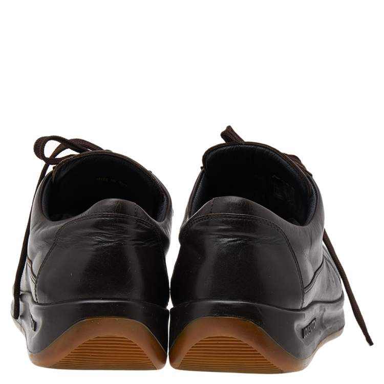Pre Owned Louis Vuitton Dark Brown Leather Low Top Sneakers Size 44.5