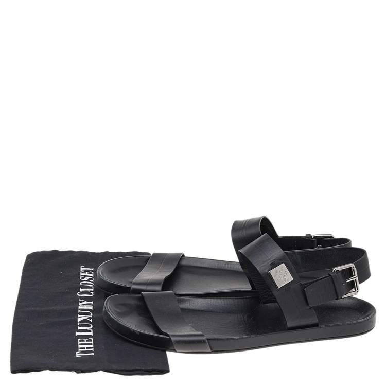 مملوكة مسبقًا Louis Vuitton Black Leather Flat Sandals Size 43