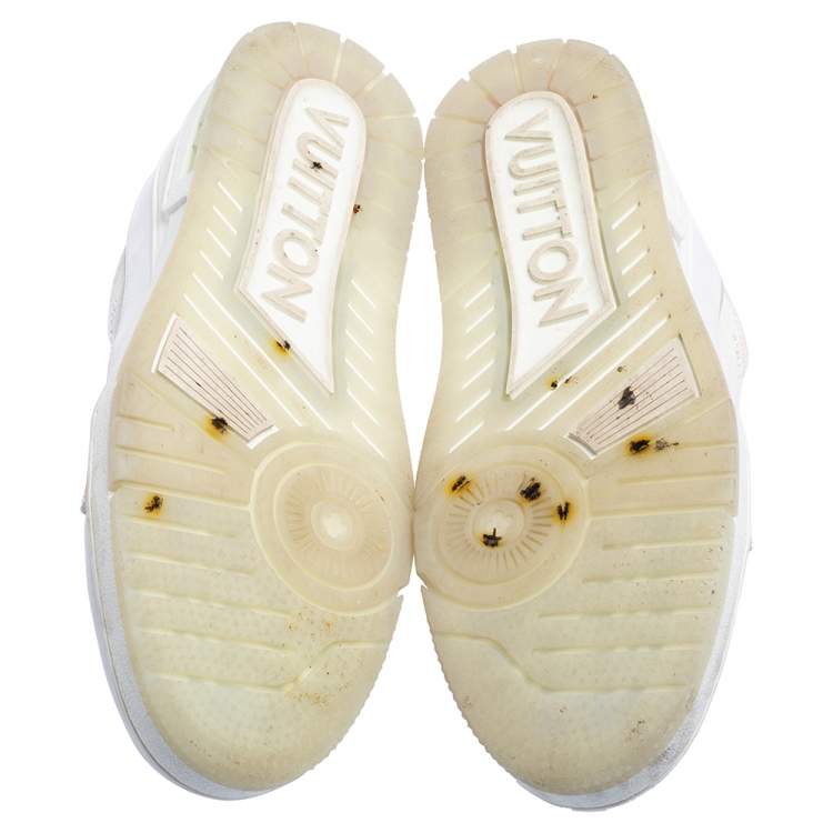 Pre Owned Louis Vuitton White Leather Trainer Low Top Sneakers Size 42.5