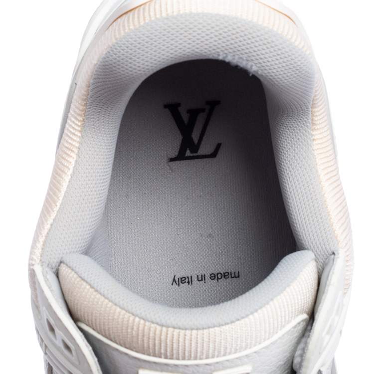 Pre Owned Louis Vuitton White Leather Trainer Low Top Sneakers Size 42.5