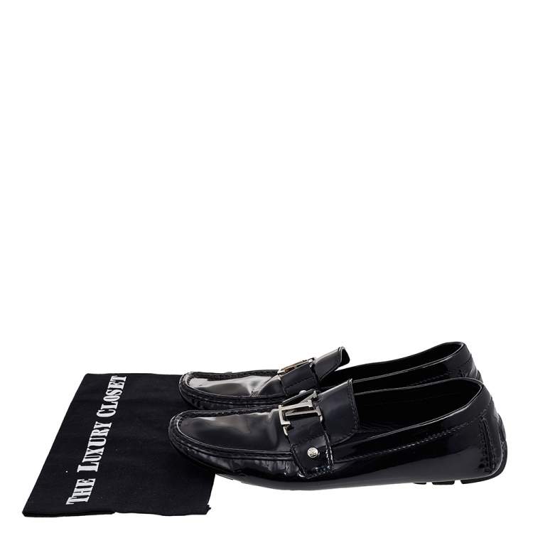 Pre Owned Louis Vuitton Black Patent Leather Monte Carlo Loafers Size 42.5