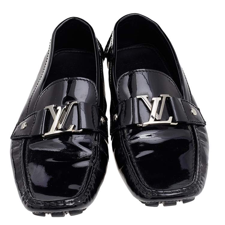 Pre Owned Louis Vuitton Black Patent Leather Monte Carlo Loafers Size 42.5