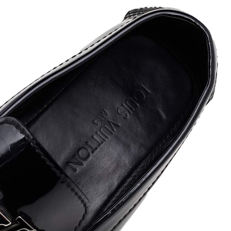 Pre Owned Louis Vuitton Black Patent Leather Monte Carlo Loafers Size 42.5