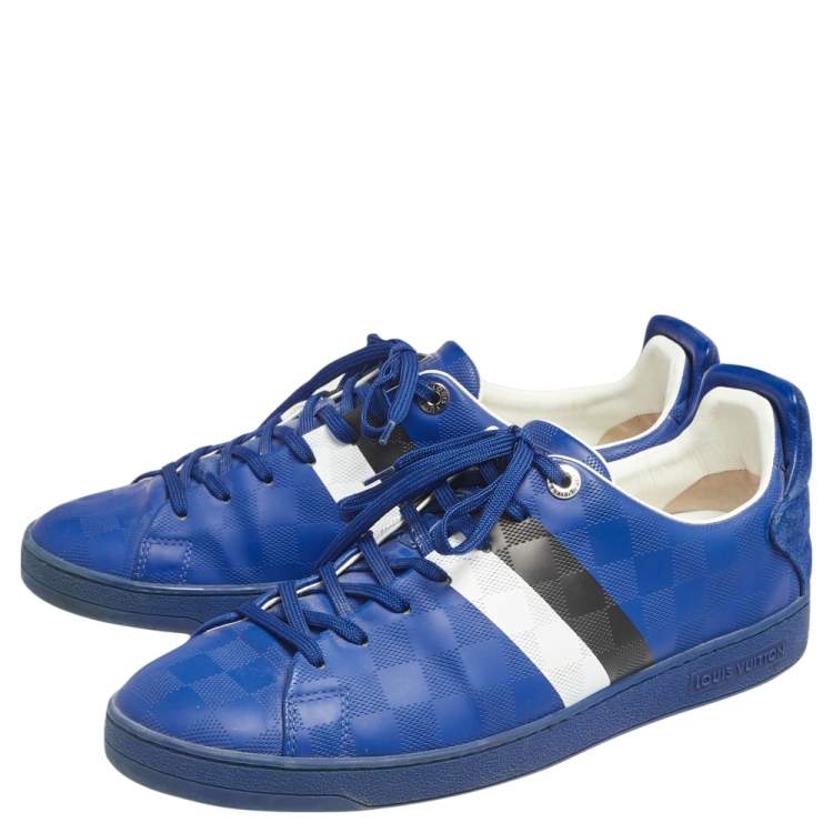 Pre Owned Louis Vuitton Blue Damier Infini Leather Frontrow Lace Up Sneakers Size 42.5