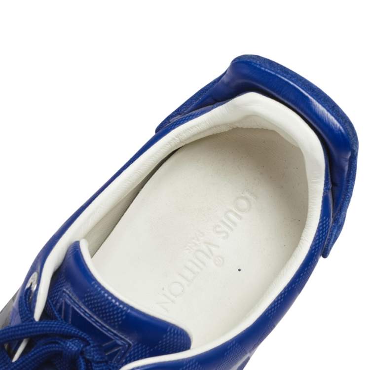 Pre Owned Louis Vuitton Blue Damier Infini Leather Frontrow Lace Up Sneakers Size 42.5