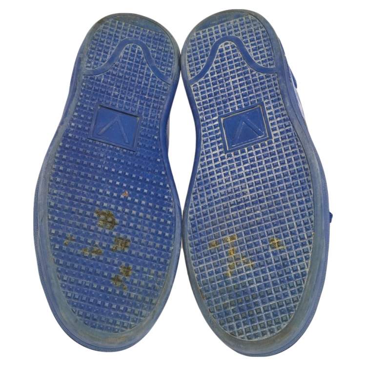 Pre Owned Louis Vuitton Blue Damier Infini Leather Frontrow Lace Up Sneakers Size 42.5