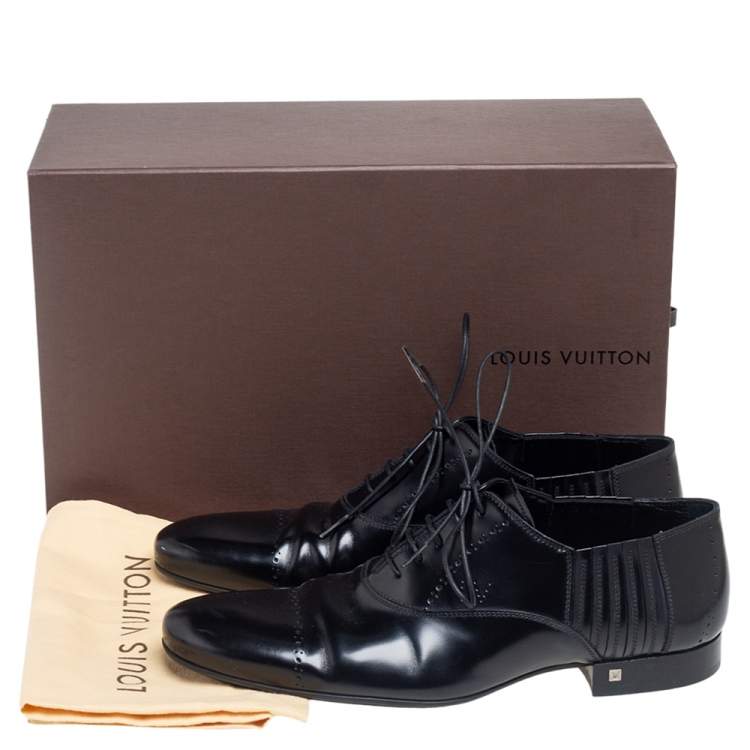 Pre Owned Louis Vuitton Black Leather Lace-Up Derby Size 41.5
