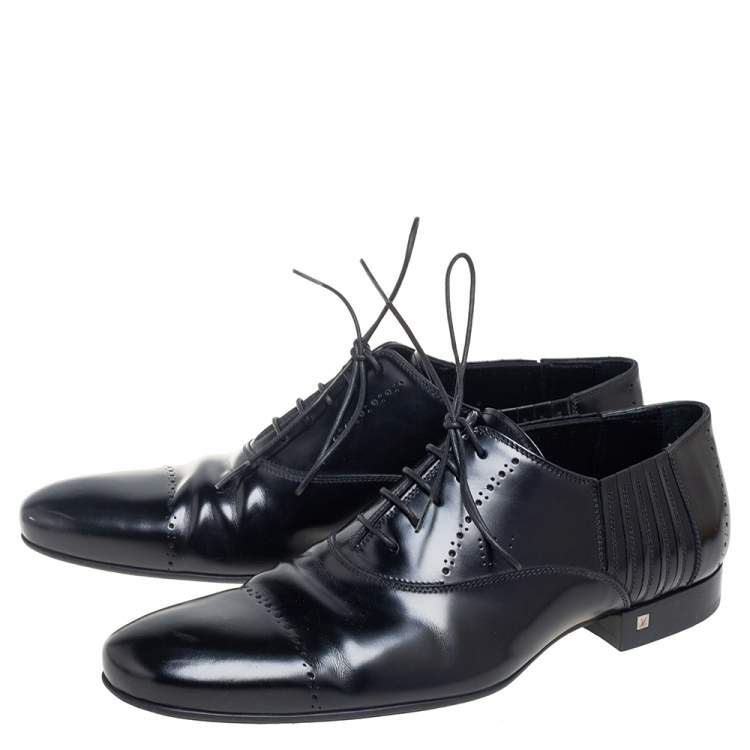 Pre Owned Louis Vuitton Black Leather Lace-Up Derby Size 41.5