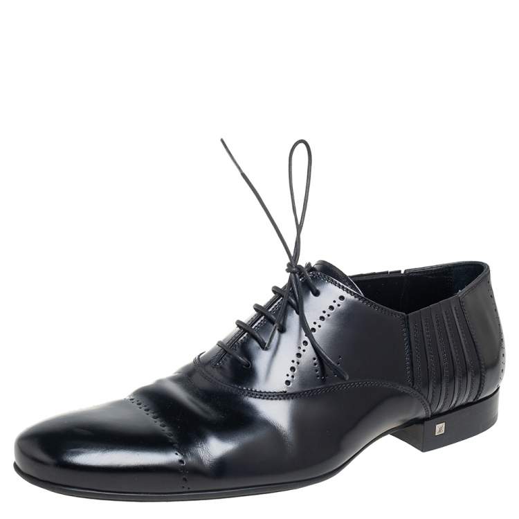 Pre Owned Louis Vuitton Black Leather Lace-Up Derby Size 41.5