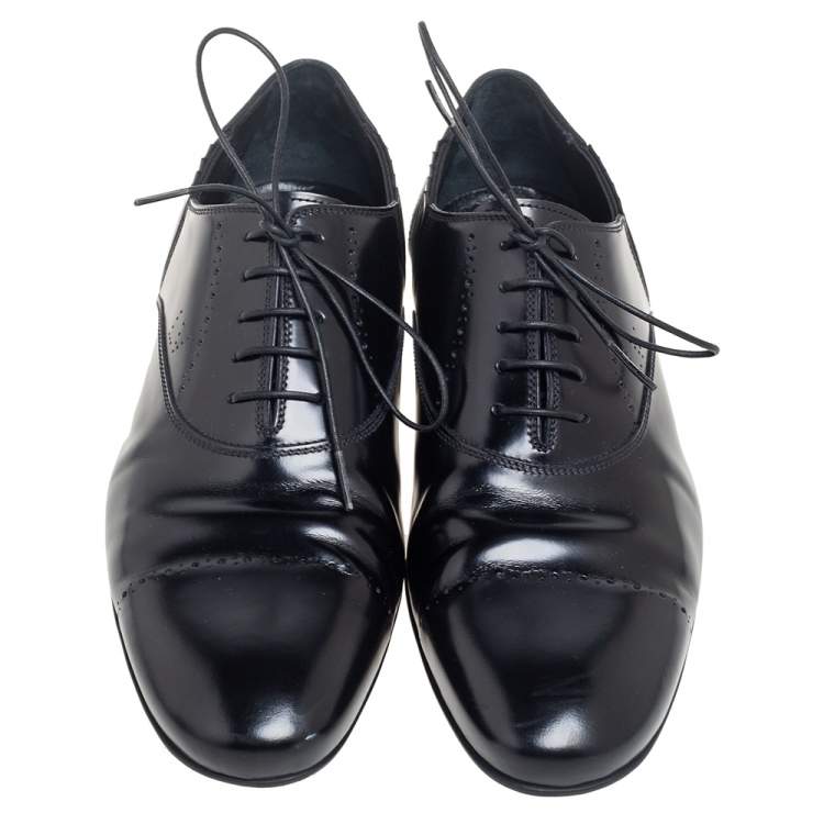 Pre Owned Louis Vuitton Black Leather Lace-Up Derby Size 41.5