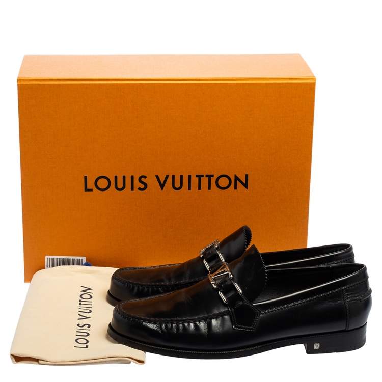 Pre Owned Louis Vuitton Black Glossy Leather Dress Loafers Size 41.5