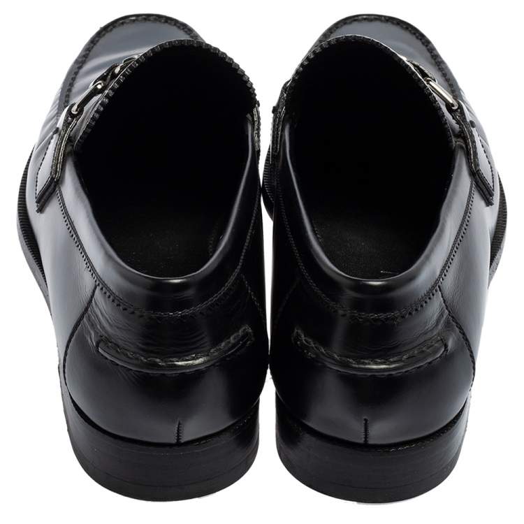 Pre Owned Louis Vuitton Black Glossy Leather Dress Loafers Size 41.5